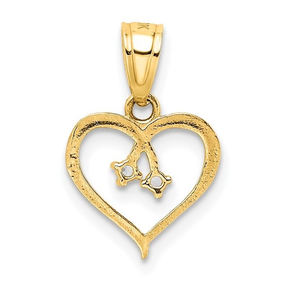 10K Gold CZ Heart Pendant - Picture 3 of 4